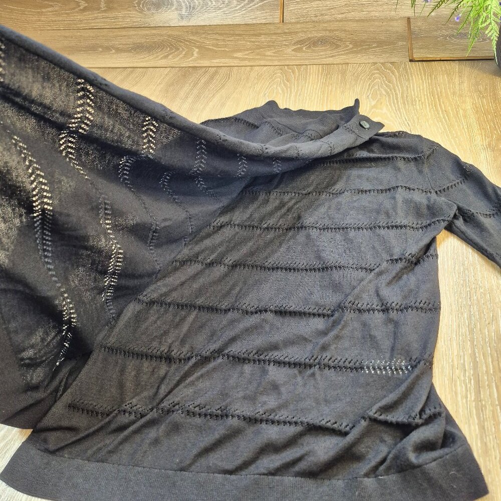 Alfred Sung BLACK thin Cardi wrap XS loose Goth Minimalistic Layer Modern Chic